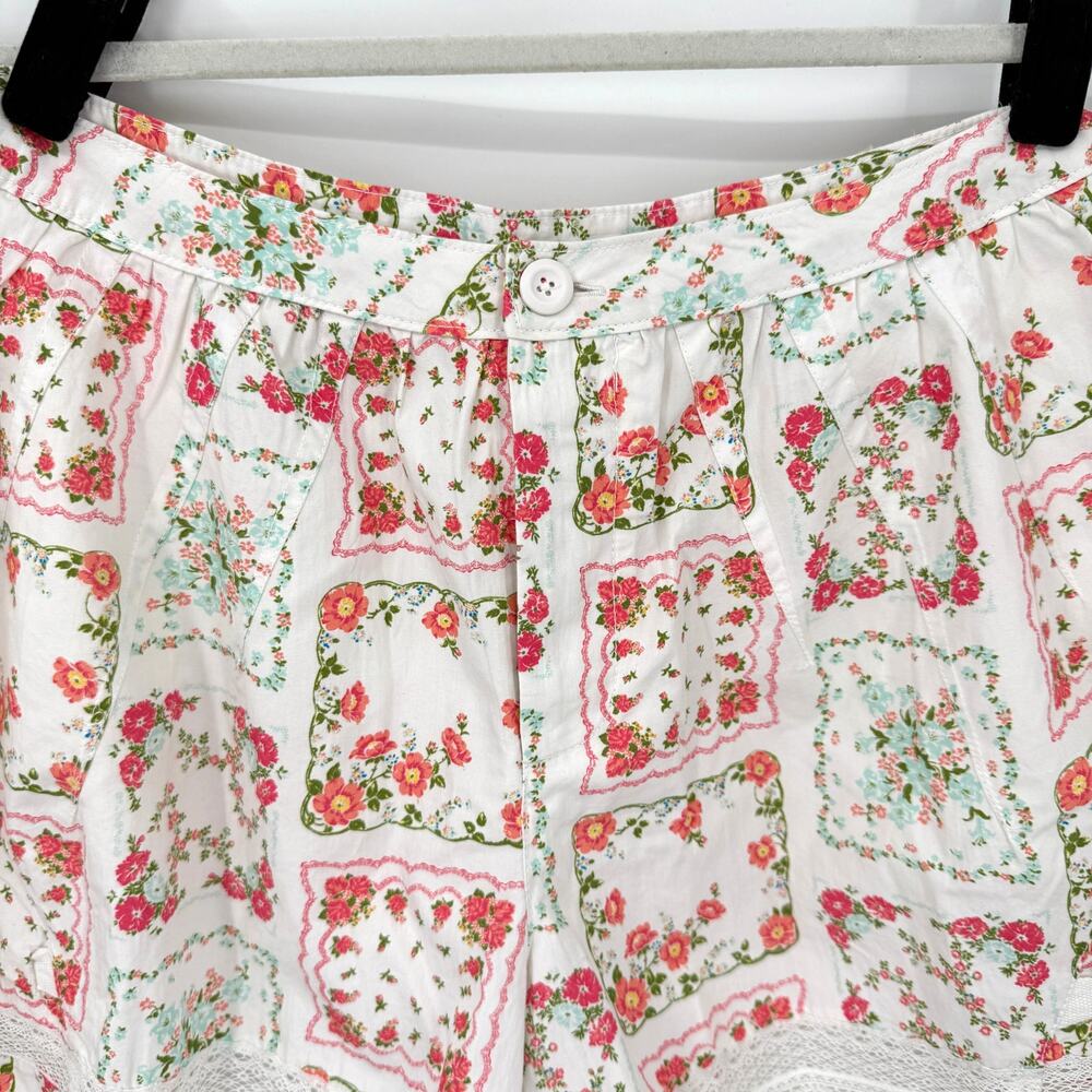 Free People Blue Blooming Lace Shorts Floral Patchwork Bloomers Size 4 NWT - Picture 4 of 9